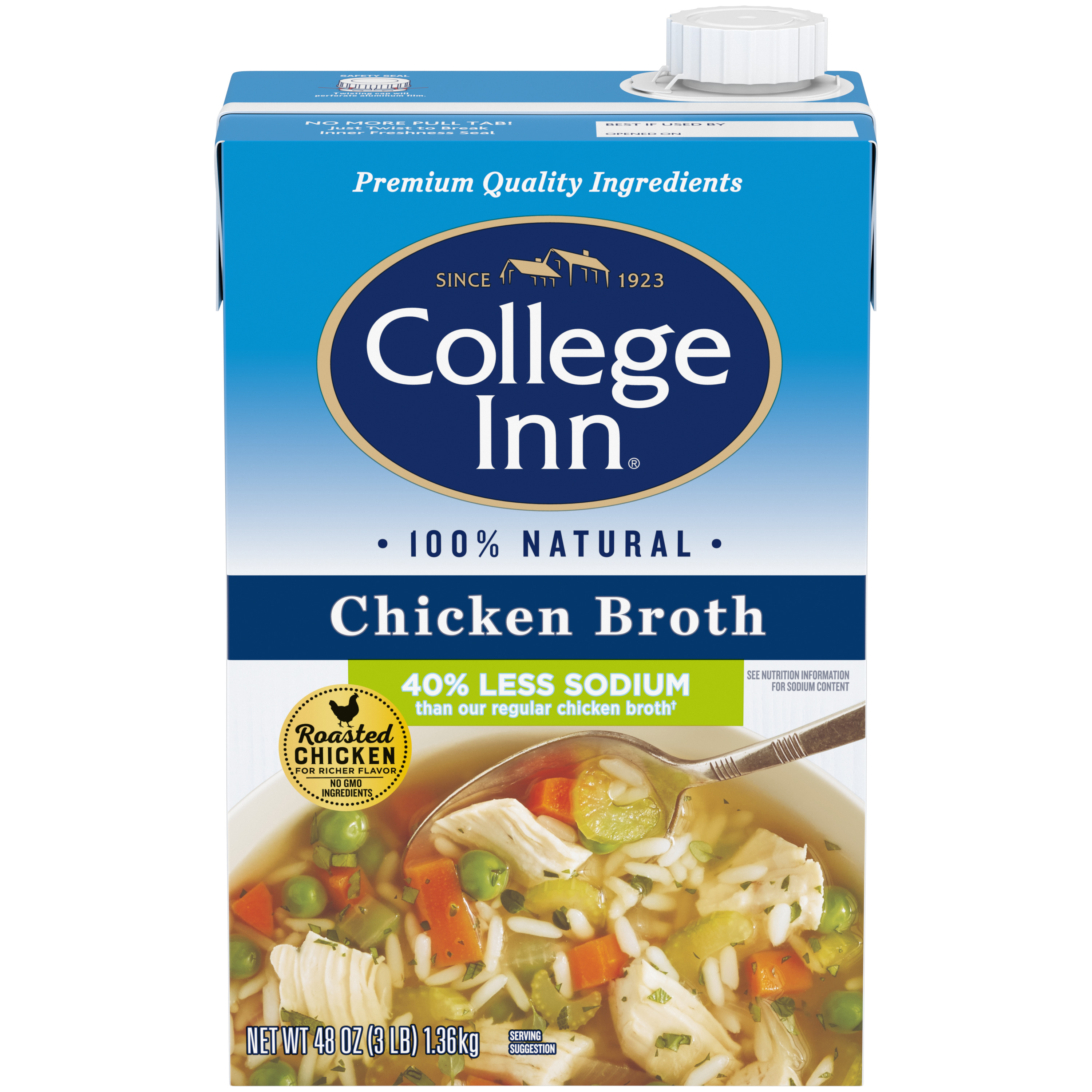 College Inn® Chicken Broth Less Sodium Aseptic Carton, 48 oz Del